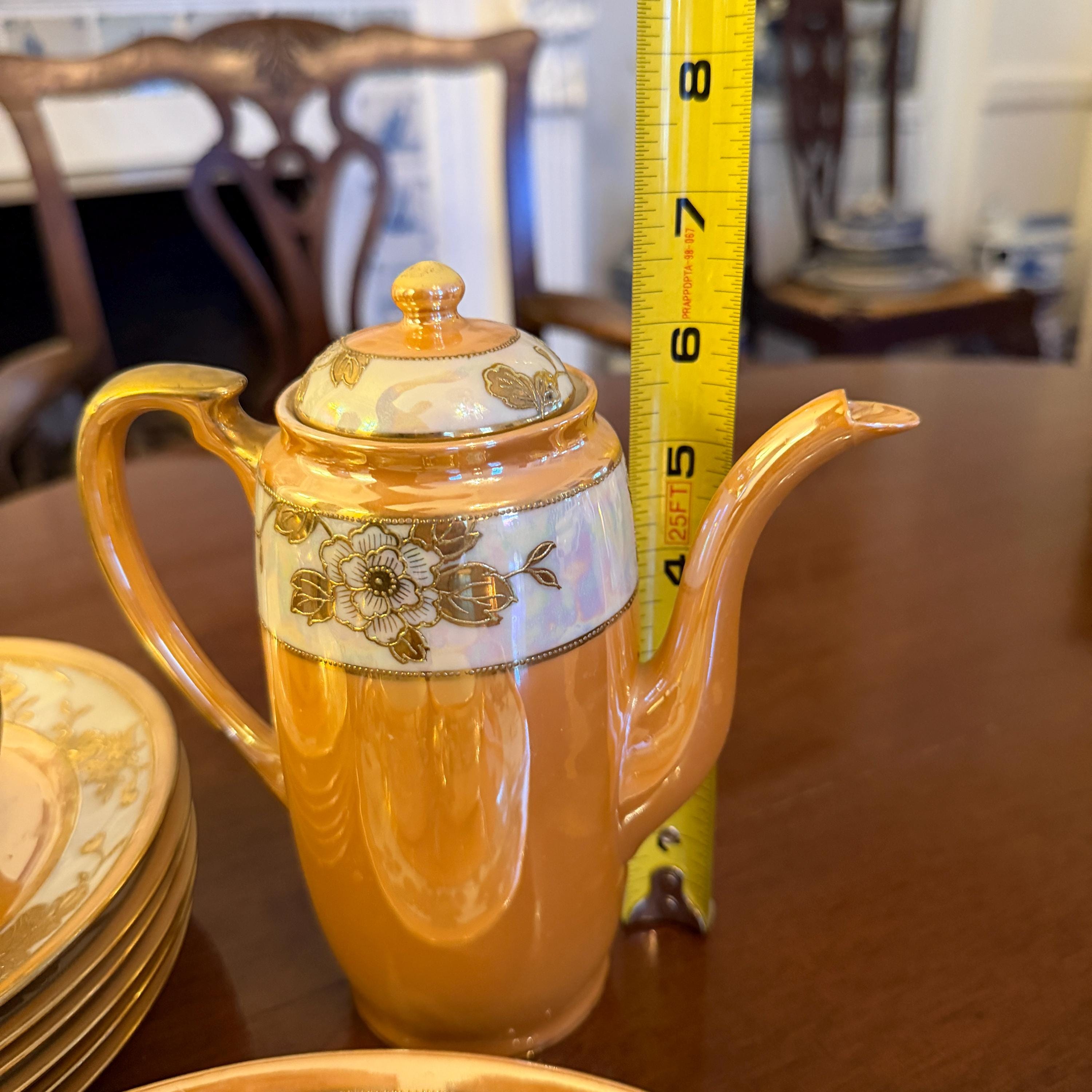 アンティーク ノリタケ Tea&Coffee Set Vintage Noritake Hand-painted Peach Luster Tea & Coffee Set | Gold