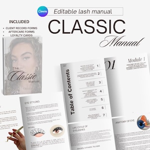Classic Lash Extension Training Manual,Students,Trainers.Editable ebook.Lash manual.
