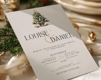 Weihnachtshochzeitseinladungsvorlage, bearbeitbare Hochzeitseinladungsvorlage, Winterhochzeit einladen druckbar, Urlaub, Herunterladen