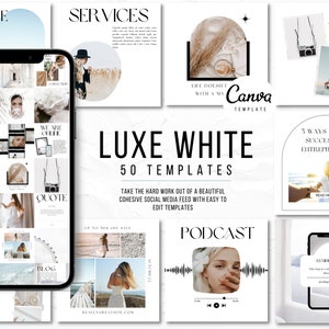Aesthetic Instagram Templates, White Social Media Canva Templates, Aesthetic Instagram Post Templates, Minimalist Instagram
