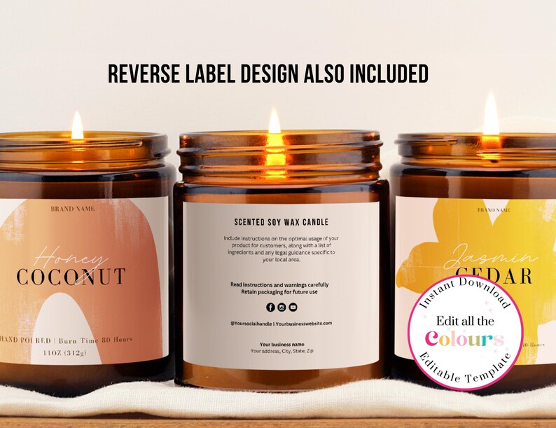 Printable Candle Label Template Canva, Boho Candle Label Design ...