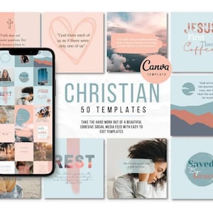 Christian Instagram Post Templates: Scripture Quotes (Canva Editable)