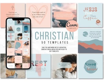 Christian Instagram Post Templates: Scripture Quotes (Canva Editable)