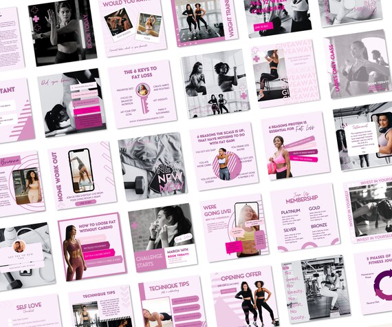 Fitness Instagram Templates: Canva Social Media Posts (PDF Download)