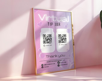 Virtual Tip Jar Sign: DIY Scan to Pay, QR Code Template (Canva)