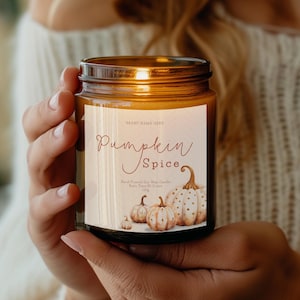 Candle Label Template Pumpkin Spice, Printable Canva Candle Label Design, Modern Editable Candle Jar Sticker, Autumn/Fall Sticker