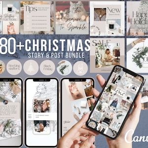 Christmas Social Media Templates: 80+ Canva Post & Reel Bundle (Digital Download)