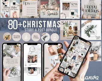 Christmas Social Media Templates: 80+ Canva Post & Reel Bundle (Digital Download)