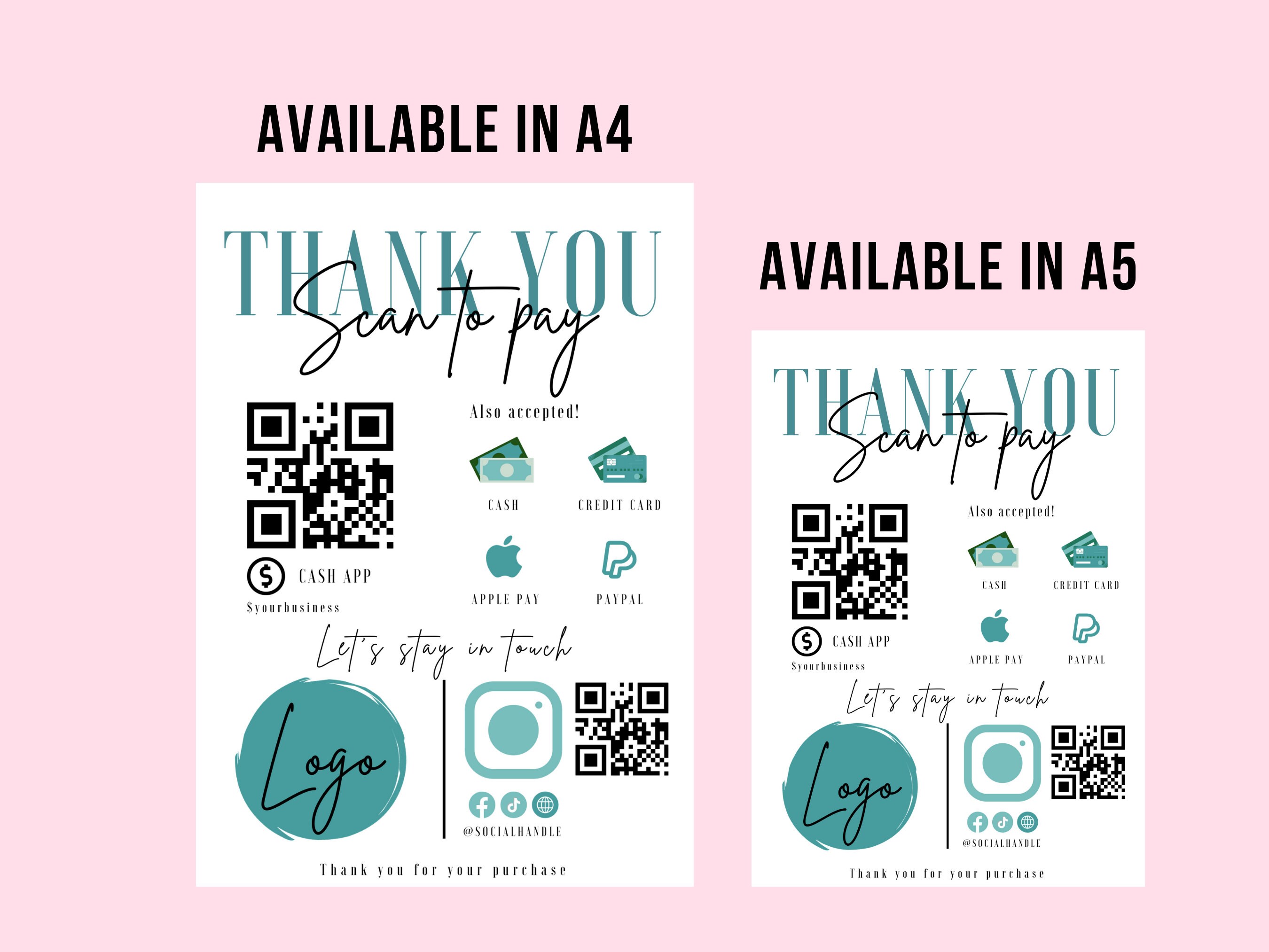Editable QR Code Payment Sign Template: Scan to Pay (A4/A5 PDF Download ...