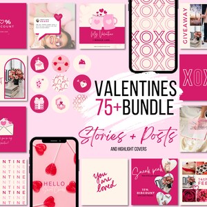 Modelli Instagram di San Valentino, modelli di post Instagram di vendita al dettaglio di San Valentino, Modificabili in Canva, Post IG sui social media, Pacchetto di San Valentino