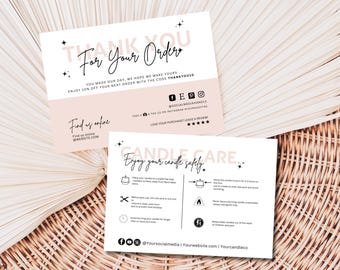 Candle Care Card Template: Printable Instructions, Editable Thank You (Canva)