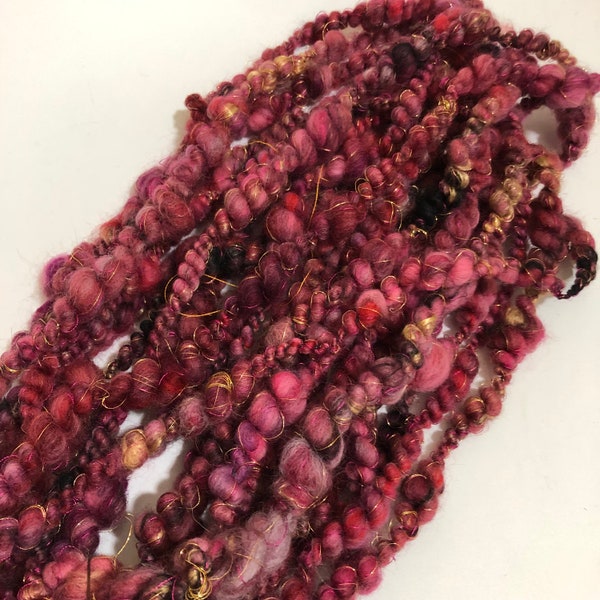 Handspun art yarn Corespun coiled bulky yarn for weaving knitting crocheting 10 m 68 grams