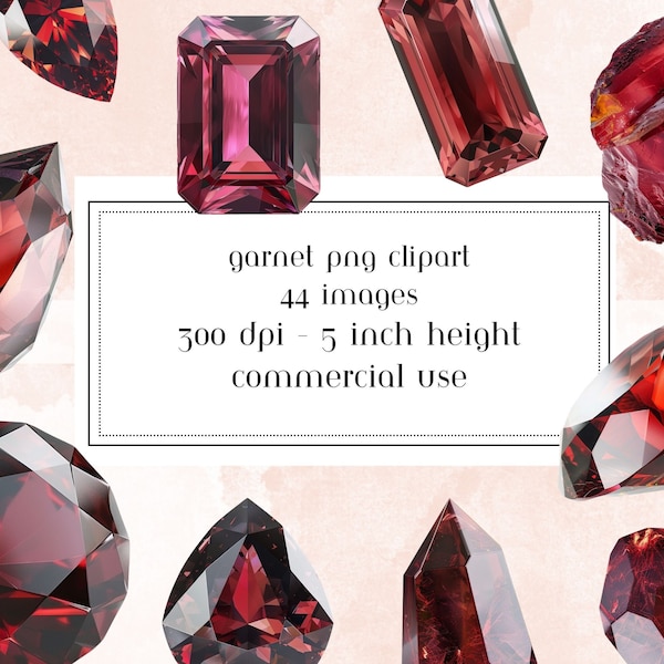 Garnet Gems Clipart, January Birthstone Clipart, 3d Render Garnets, Junk Journal, Maroon Gem Graphics Commercial Use, Sparkling Garnets