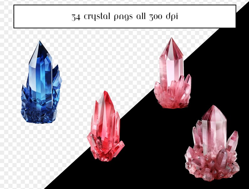 Clipart di gemme di cristallo Boho: grafica renderizzata 3D (uso commerciale) immagine 5