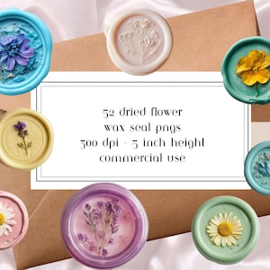 Imágenes prediseñadas de sello de cera, sellos de cera de flores secas, gráficos realistas de sellos de cera, sellos de cera pastel, imágenes prediseñadas estacionarias de sello de cera, gráficos de flores secas