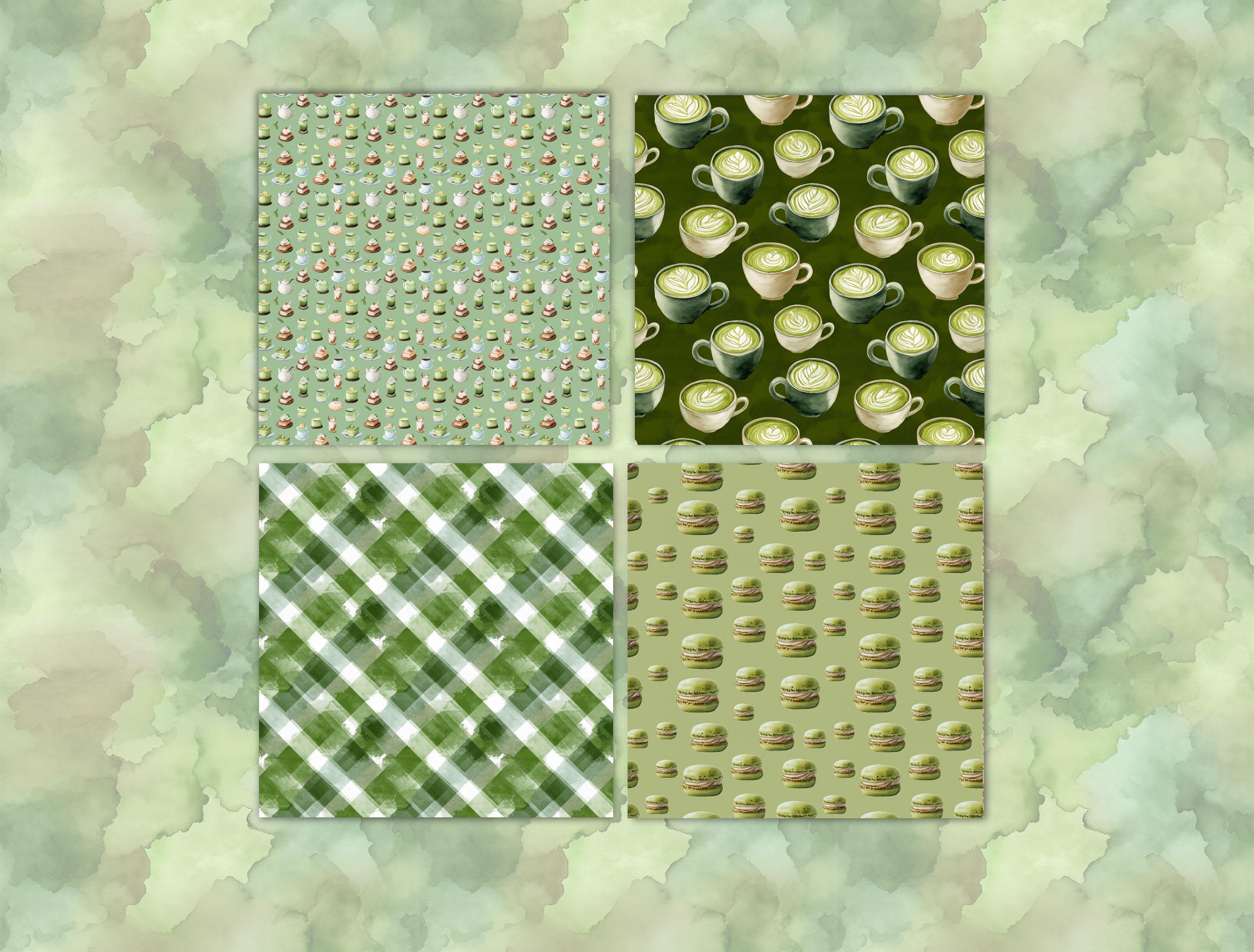 Matcha Digital Paper Clipart, Green Matcha Paper, 12x12, Watercolor ...