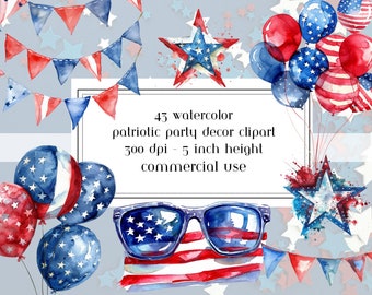 Patriotic Party Decor Clipart: 4th of July Graphics (Digital Download)