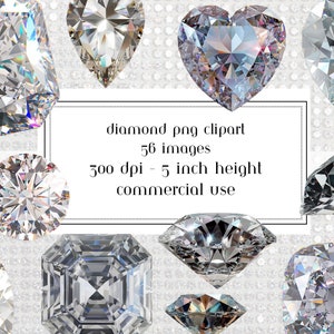 Diamond Gems Clipart, April Birthstone Clipart, 3D Render Diamond, Junk Journal, Diamond Gem Graphics commercieel gebruik, sprankelende diamanten