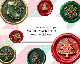 Clipart pour sceaux de cire de Noël, sceaux de cire de vacances, graphismes réalistes de sceaux de cire, mignons sceaux de cire, sceau de cire fixe Clipart, sceaux de cire d'hiver