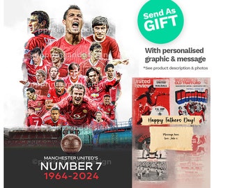 Manchester United's number 7 Poster Print, man united gifts, gift for him, fathers day gift, birthday gift, husband and wife gifts & grandad