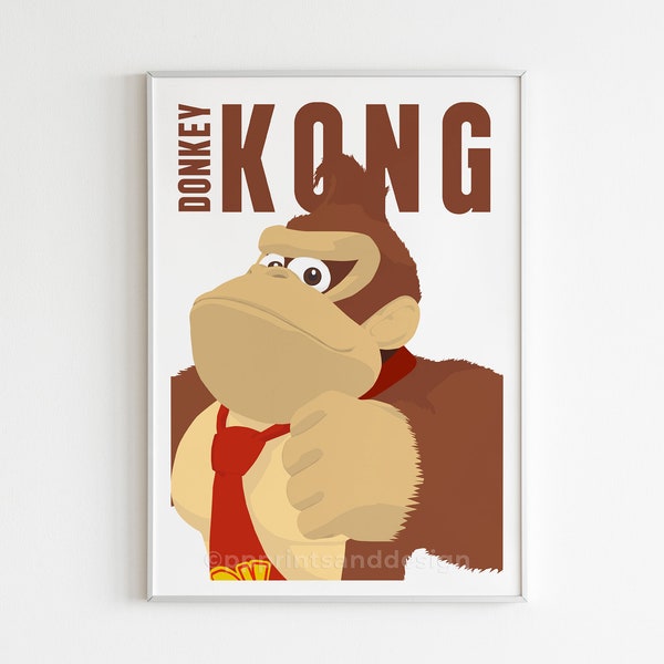 Donkey Kong printable poster graphic art, Childs room decor artwork, Gamer gift for him wall art, Gift for boys digital art, Mario gifts