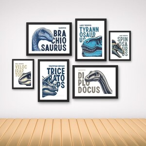 Set of 6 Dinosaur print for boys room, dinosaur decor, boys room wall art, kids room decor dinosaur art, dinosaur room decor A3, A4, A5
