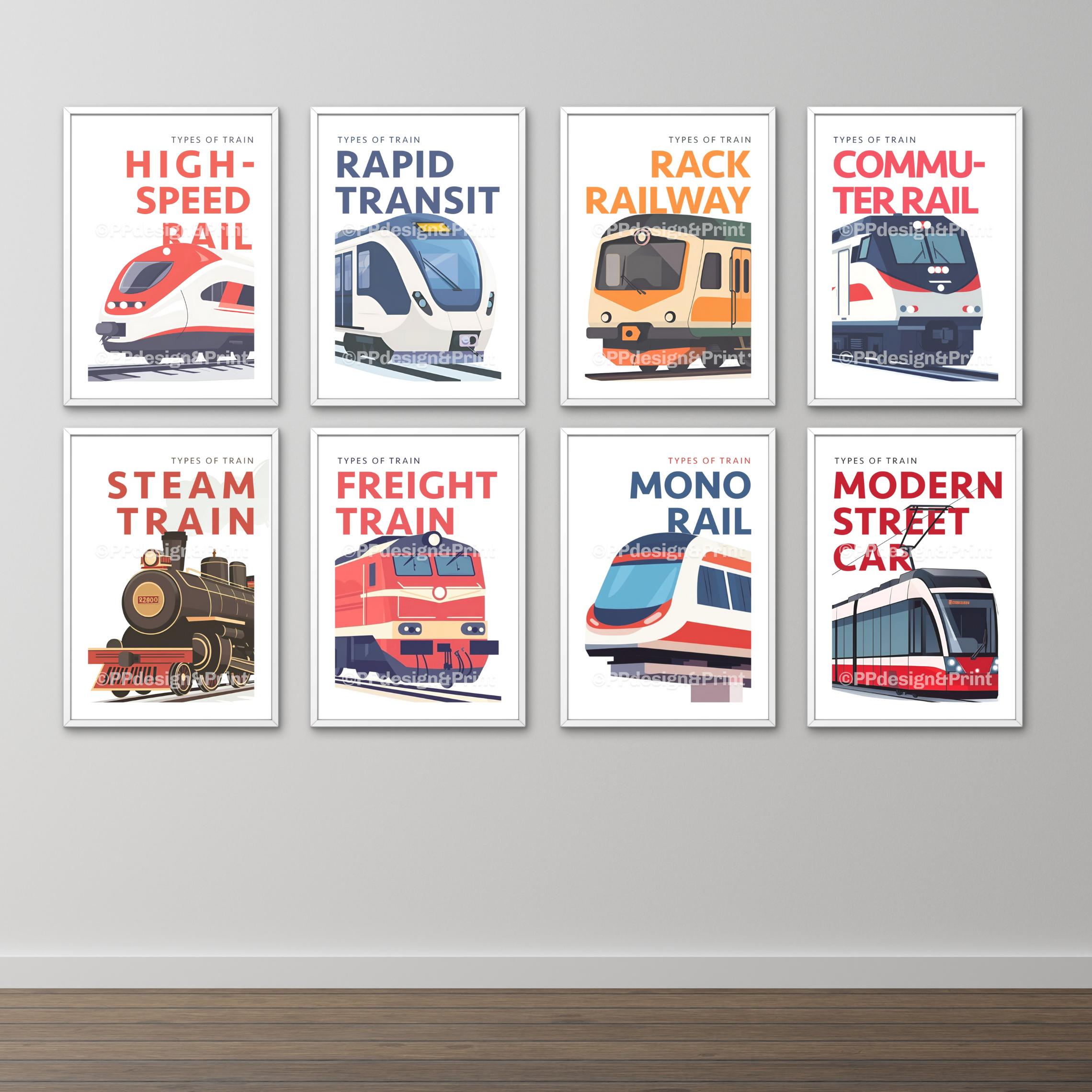 Set di stampe di treni: decorazioni murali per la cameretta dei - Main Image