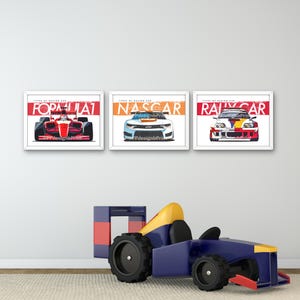Race Car Prints: Formula 1, NASCAR, Rally Car - Kids Wall Art