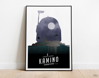 Boba Fett Kamino Star Wars Poster Druck, Star Wars Wandkunst, Star Wars Wanddekor, Reiseplakat, Männer Geschenk mandalorianisches Science-Fiction-Geschenk