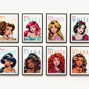 Princess Art Prints: Girls Room Decor, Set of 8 (Digital Download)