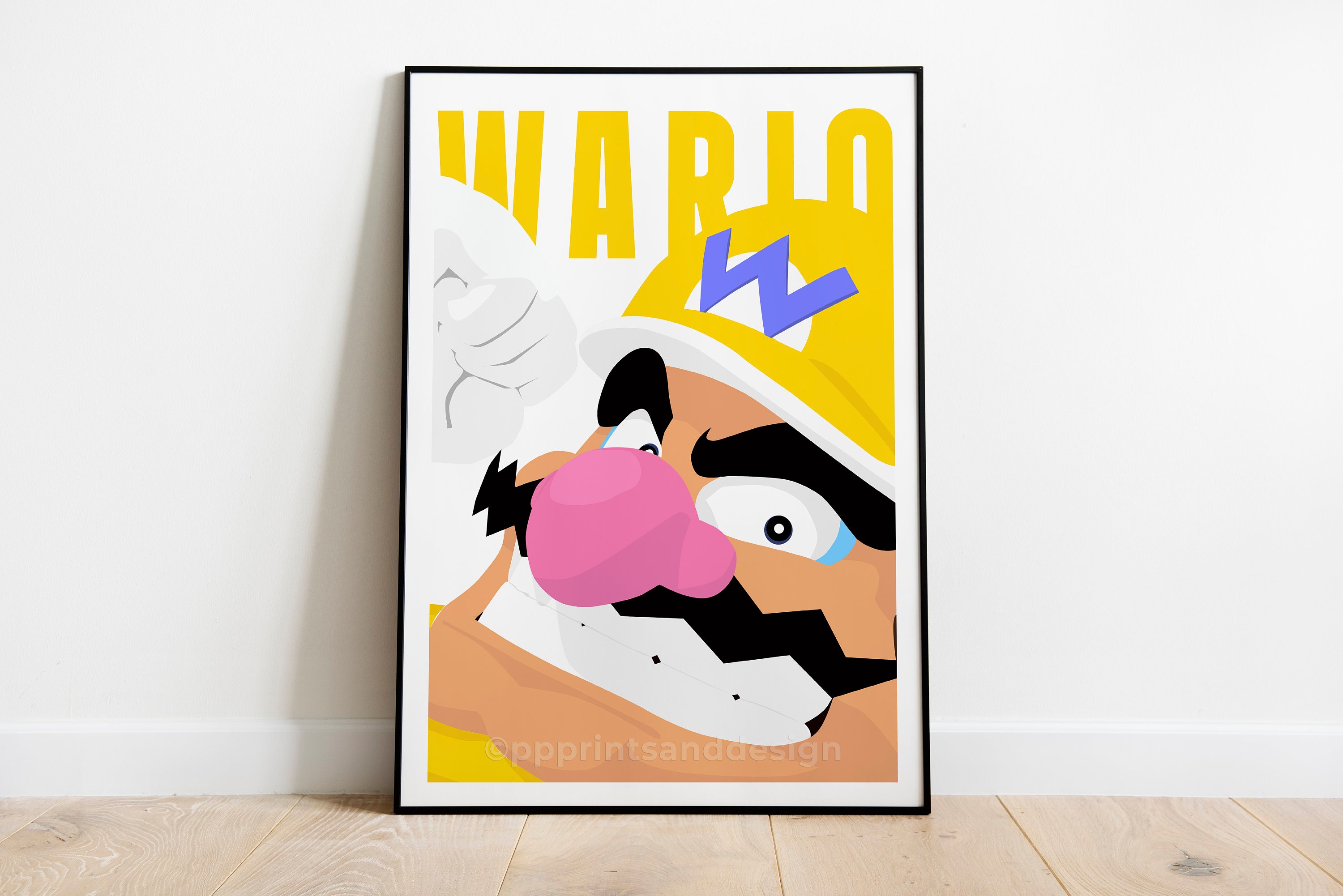 Game room wario printable graphic art childs room decor artwork gamer