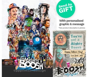 Impression d'affiches MIGHTY BOOSH, oeuvre d'art télévisée, cadeau amusant pour lui ou elle, cadeau de fête des pères, cadeau d'anniversaire, idée cadeau originale, cadeaux mari et femme