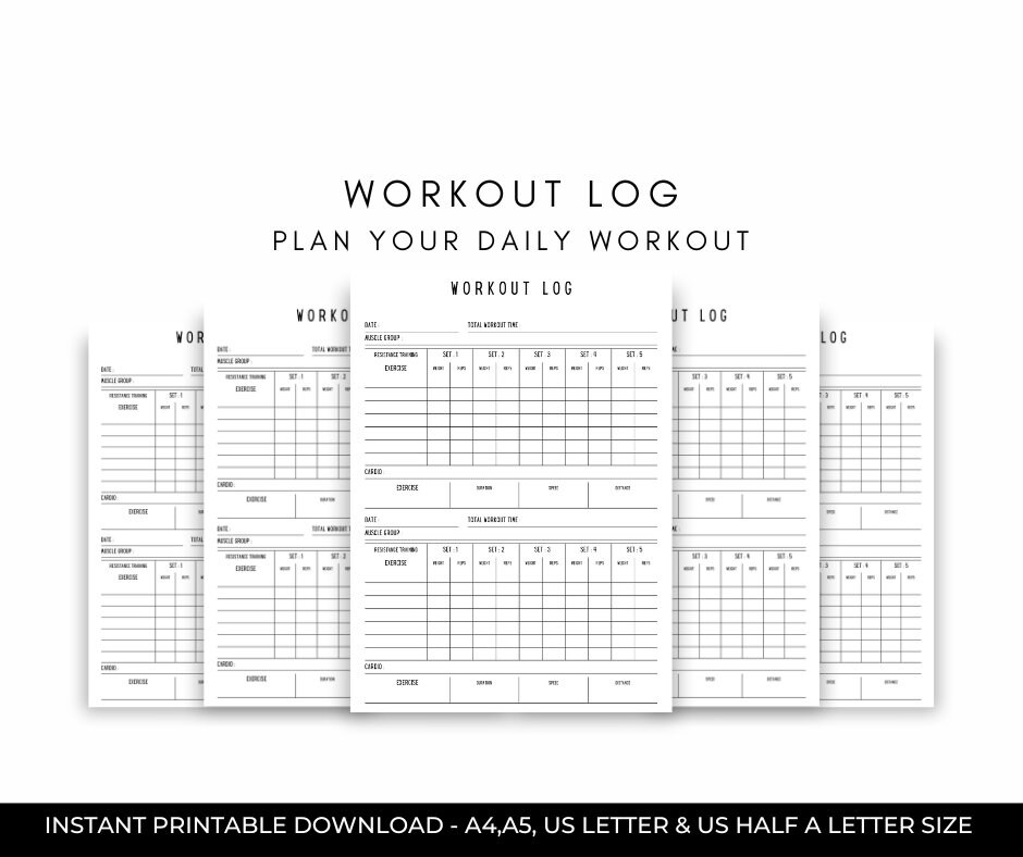 Exercise Planner, Daily Workout Planner Printable, Resistance Training
