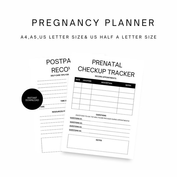 Pregnancy planner, baby planner, expecting parents, pregnancy organizer, baby checklist, prenatal checkup tracker, newborn planner, baby bag