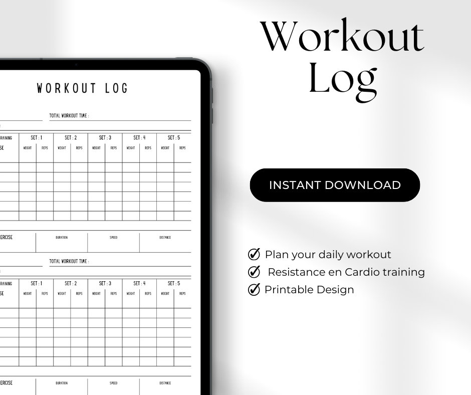 Exercise Planner, Daily Workout Planner Printable, Resistance Training