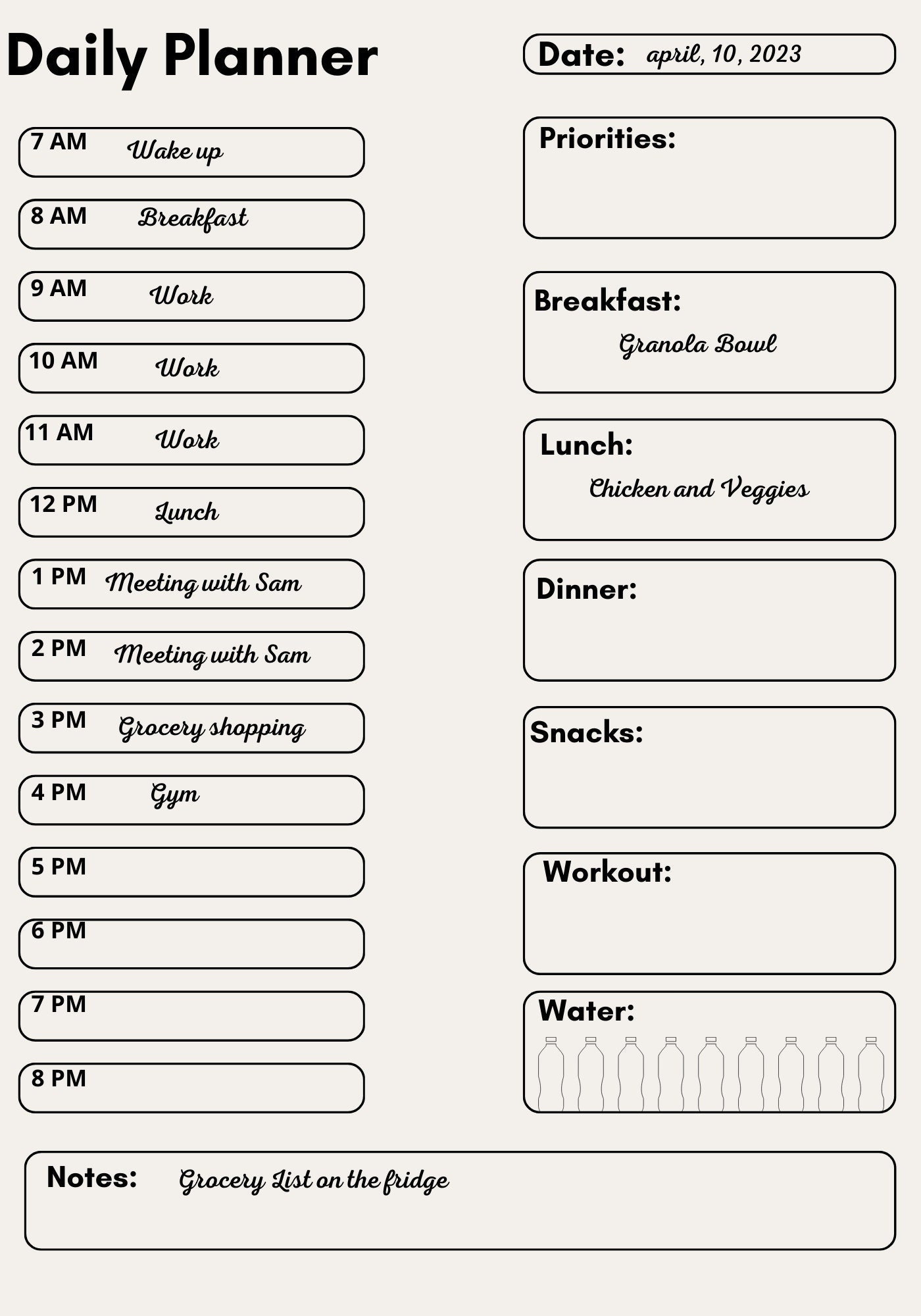 Minimalist Daily Planner, Daily Printable Planner, PDF Printable, ADHD ...