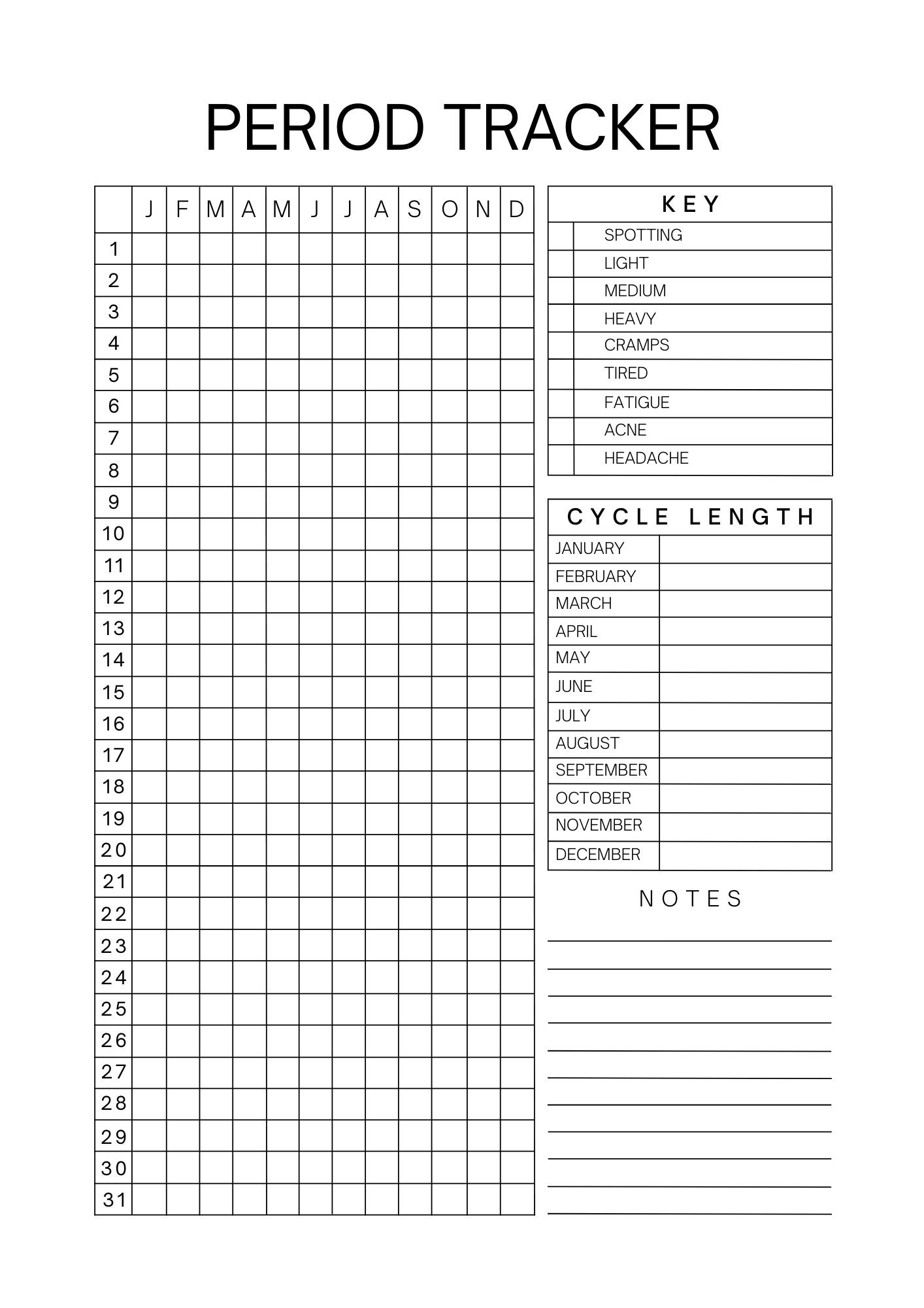 Period Tracker Period Tracker Printable PMDD Tracker Cycle Calendar