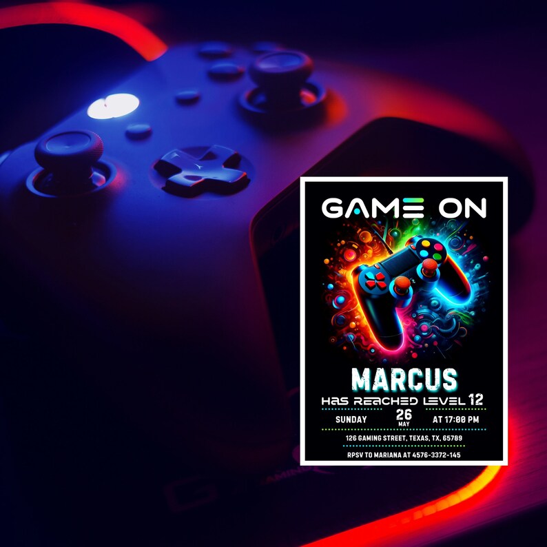 Video Game Birthday Invitation Template, Video Game Birthday Party