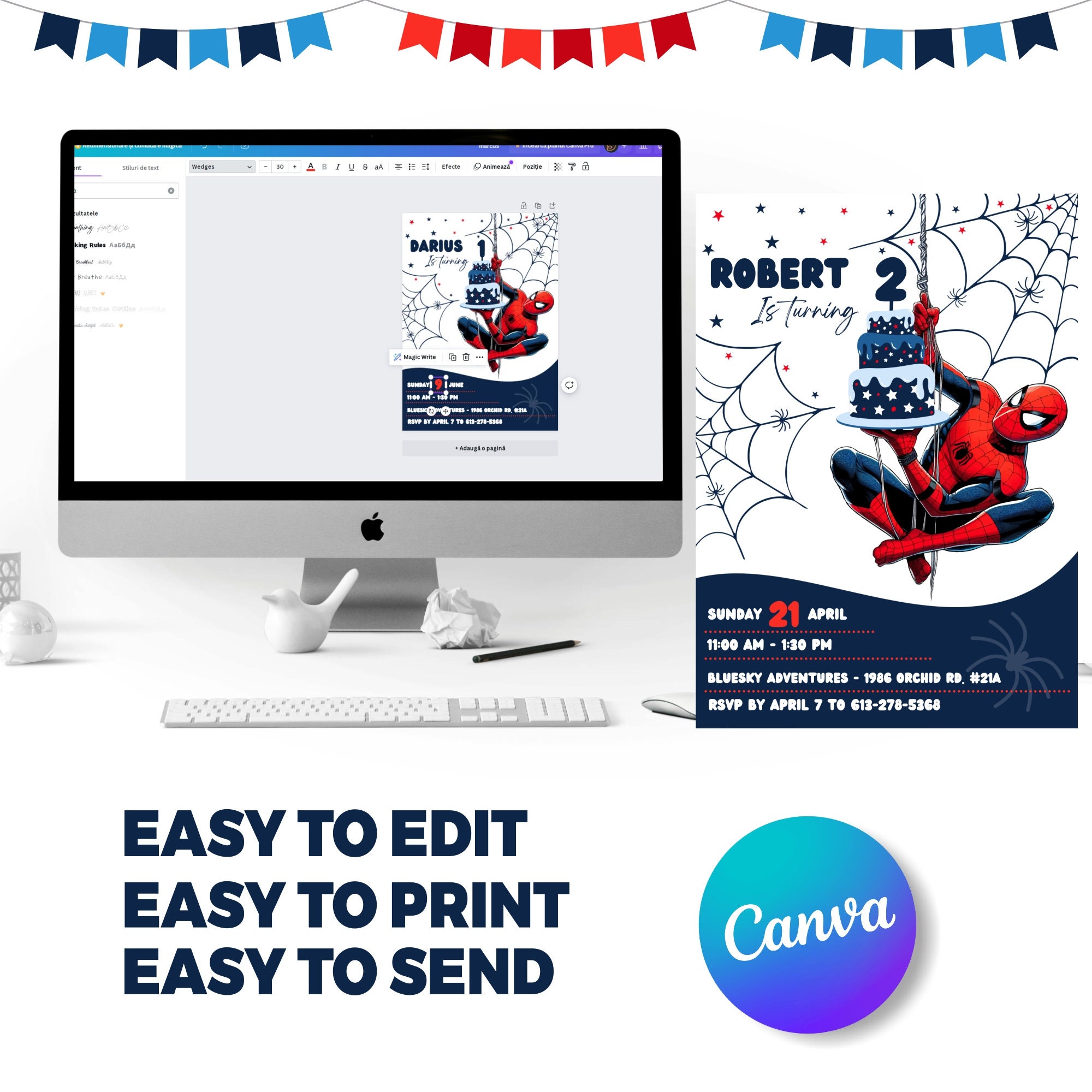 Spiderman Birthday Invitation, Spiderman Party Invite, Digital Download ...