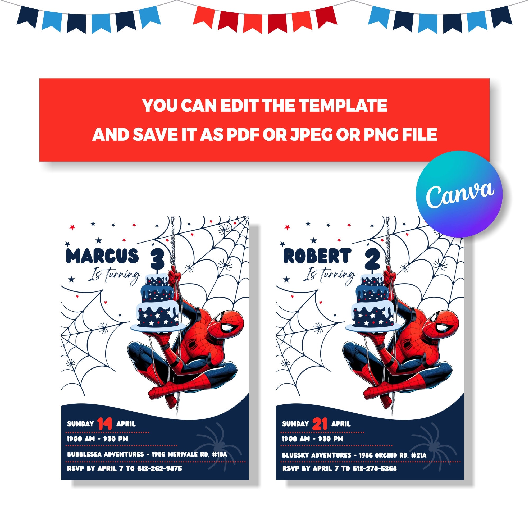 Spiderman Birthday Invitation, Spiderman Party Invite, Digital Download ...