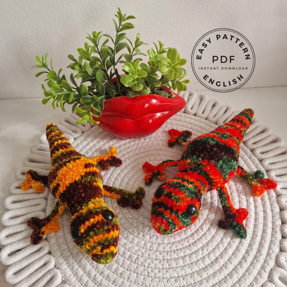 Lizard Crochet Pattern Gecko Easy Plushie English PDF Digital Toy
