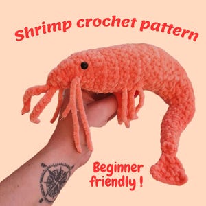 Crochet pattern prawn shrimp food plushies Sea animals amigurumi easy PDF english toy ocean animal
