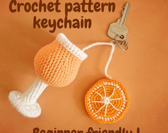 Haakpatroon Aperol Spritz tasbedel drank cadeau oranje zomer sleutelhanger glas wijn klein PDF digitaal Engels amigurumi