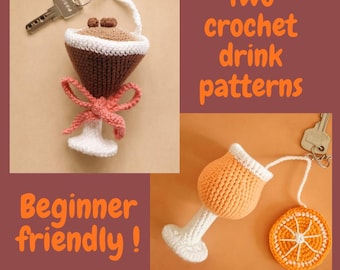 haakpatronen voor twee espresso martini aperol spritz sleutelhanger dranktas bedel PDF digitale amigurumi