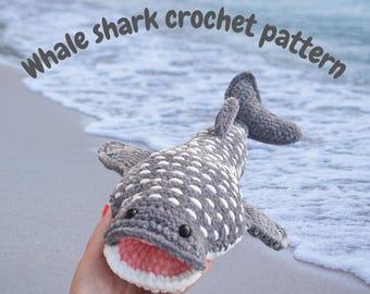 Whale Shark Crochet Pattern PDF- Amigurumi Toy, easy plush tutorial, Ocean Animal Gift for Beginners