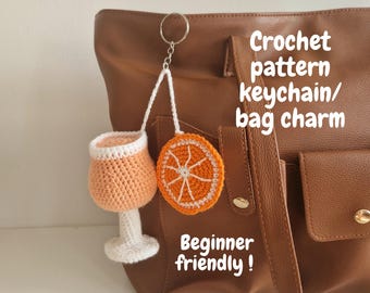 Haakpatroon Aperol Spritz tasbedel drankje sinaasappel zomer sleutelhanger glas wijn klein PDF digitaal Engels amigurumi