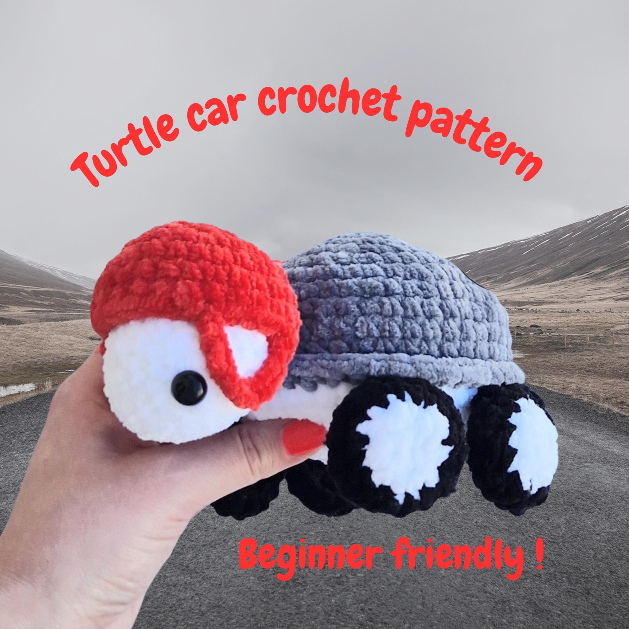 30 Crochet Car Patterns to Stitch Fun Vehicles, Classic Cars, and Cute Amigurumi Designs 27 Turtle Car Crochet Pattern