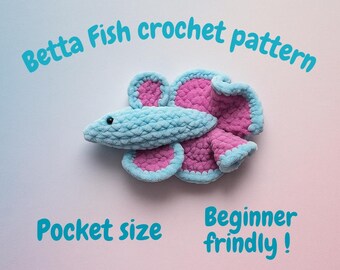 Pocket Size Betta Fish Crochet Pattern – Beginner Friendly Plush Amigurumi Small Siamese Fighting Fish, Easy Aquarium Decor Toy