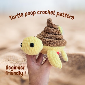 Patrón de crochet de caca de tortuga, divertido amigurumi de peluche en PDF para principiantes, tutorial de regalo de crochet loco