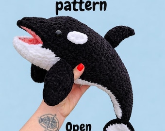 Orca crochet pattern for fish lovers, beginner friendly English totorial killer whale PDF, ocean life